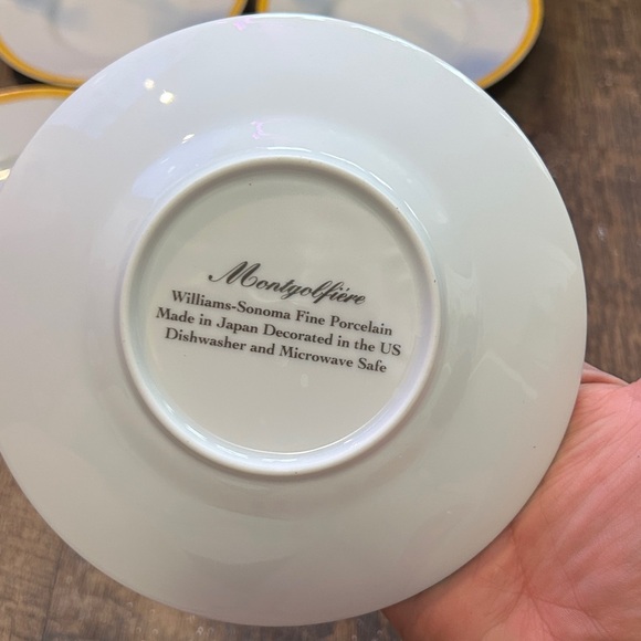 Montgolfiere WILLIAMS-SONOMA Saucers Clouds Yellow Rim - 5 Pack - Picture 4 of 6